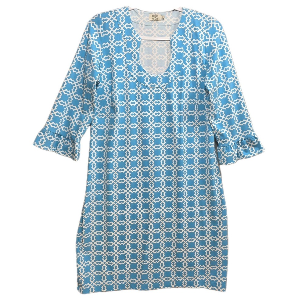 Katherine Way Shift Dress Womens M Stretchy USA Resortwear Beach Preppy Coastal